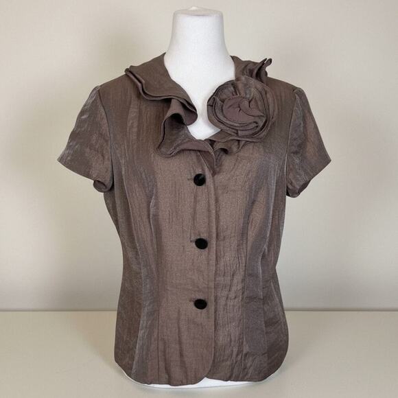 Adrianna Papell Jackets & Blazers - Adrianna Papell Mauve Ruffled Evening Jacket Ruffles Rose Formal 12P EUC